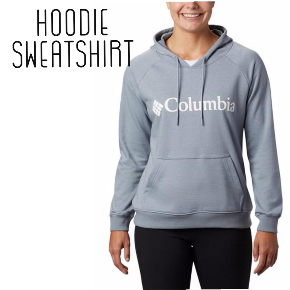 Columbia Women's Logo French Terry Cotton Hoodie Sweatshirt in a Cool Grey  Md